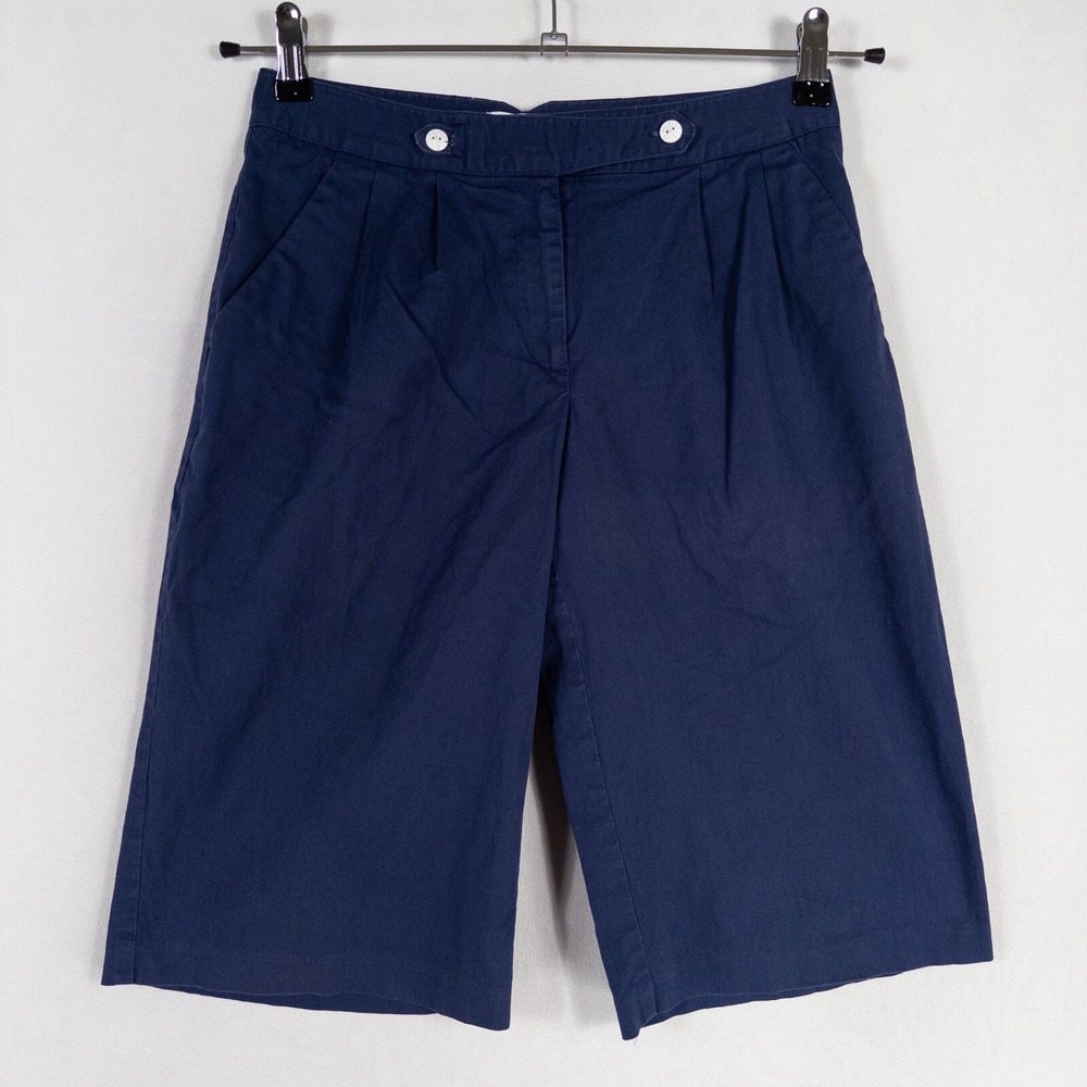 Lilys Of Beverly Hills Shorts Size 2 Navy Blue Bermuda Cotton Stretch Pleated